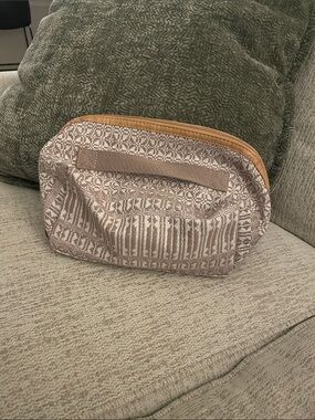 thirty-one Taupe Patterned Cosmetic Pouch with Tan Zipper